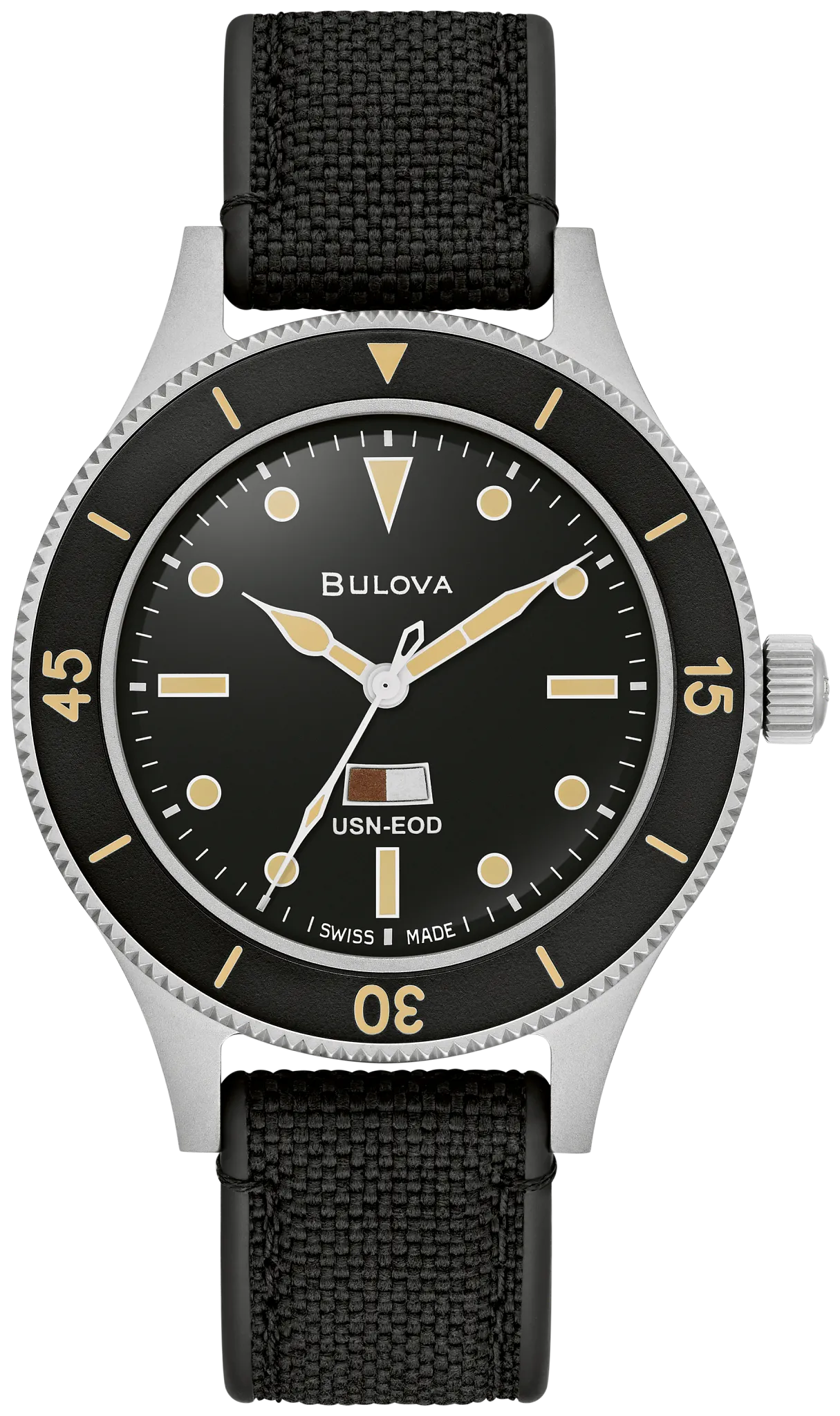 Black Dial Nylon Strap MIL SHIPS 98K122 | Bulova